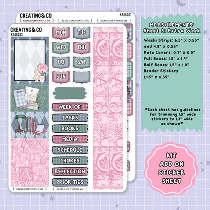 Curious Academia Weekly Kit Add On Planner Sticker Sheets - KA662