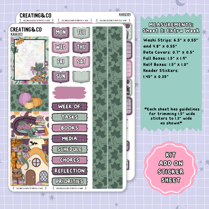 Dragon Harvest Autumn Reading Challenge Weekly Kit Add On Planner Sticker Sheets - KA663