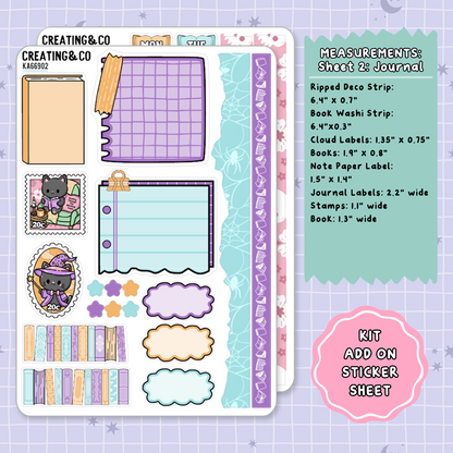 Trick or Treat Spooky Cat Weekly Kit Add On Planner Sticker Sheets - KA669