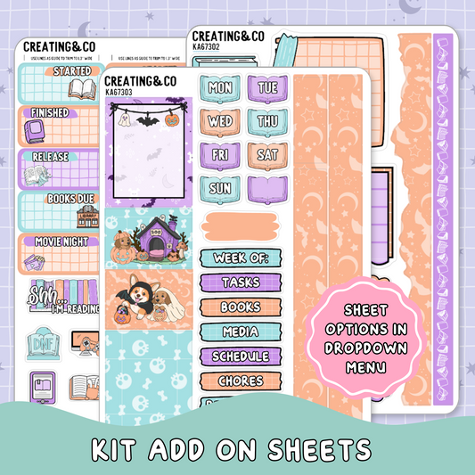 Spooky Vibes Weekly Kit Add On Planner Sticker Sheets - KA673