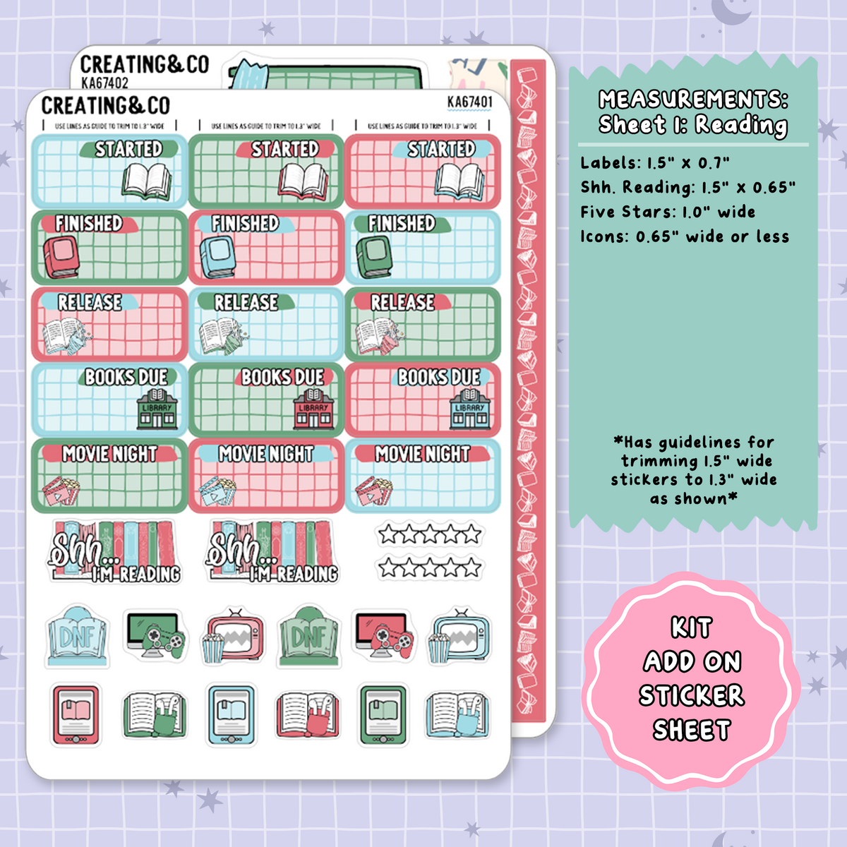 Tinsel & Tales Christmas Bookshop Weekly Kit Add On Planner Sticker Sheets - KA674