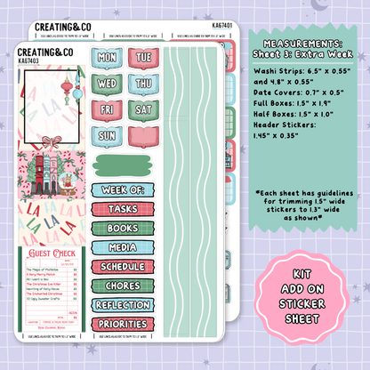 Tinsel & Tales Christmas Bookshop Weekly Kit Add On Planner Sticker Sheets - KA674