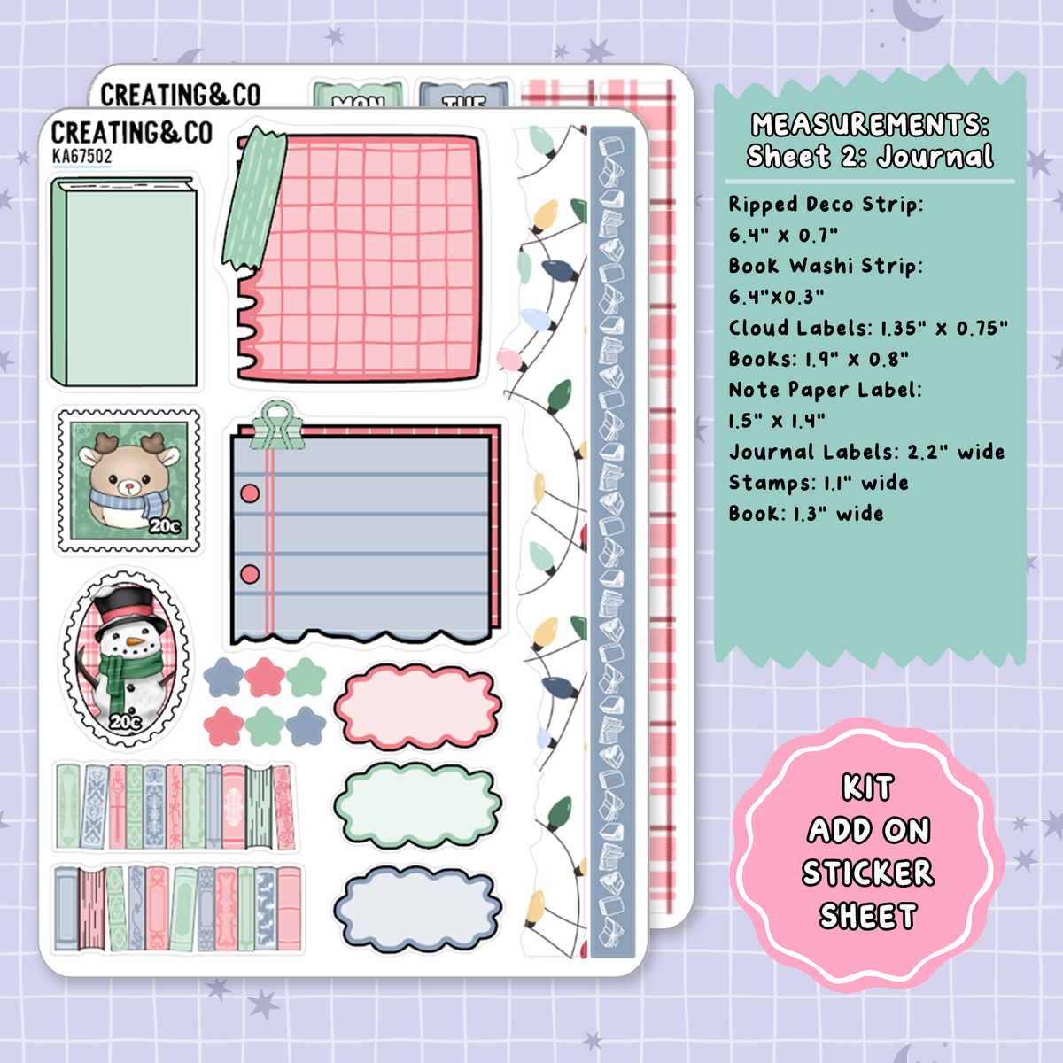Holiday Sleigh Ride Weekly Kit Add On Planner Sticker Sheets - KA675