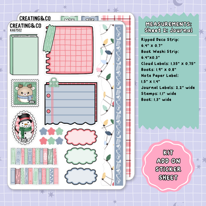 Holiday Sleigh Ride Weekly Kit Add On Planner Sticker Sheets - KA675