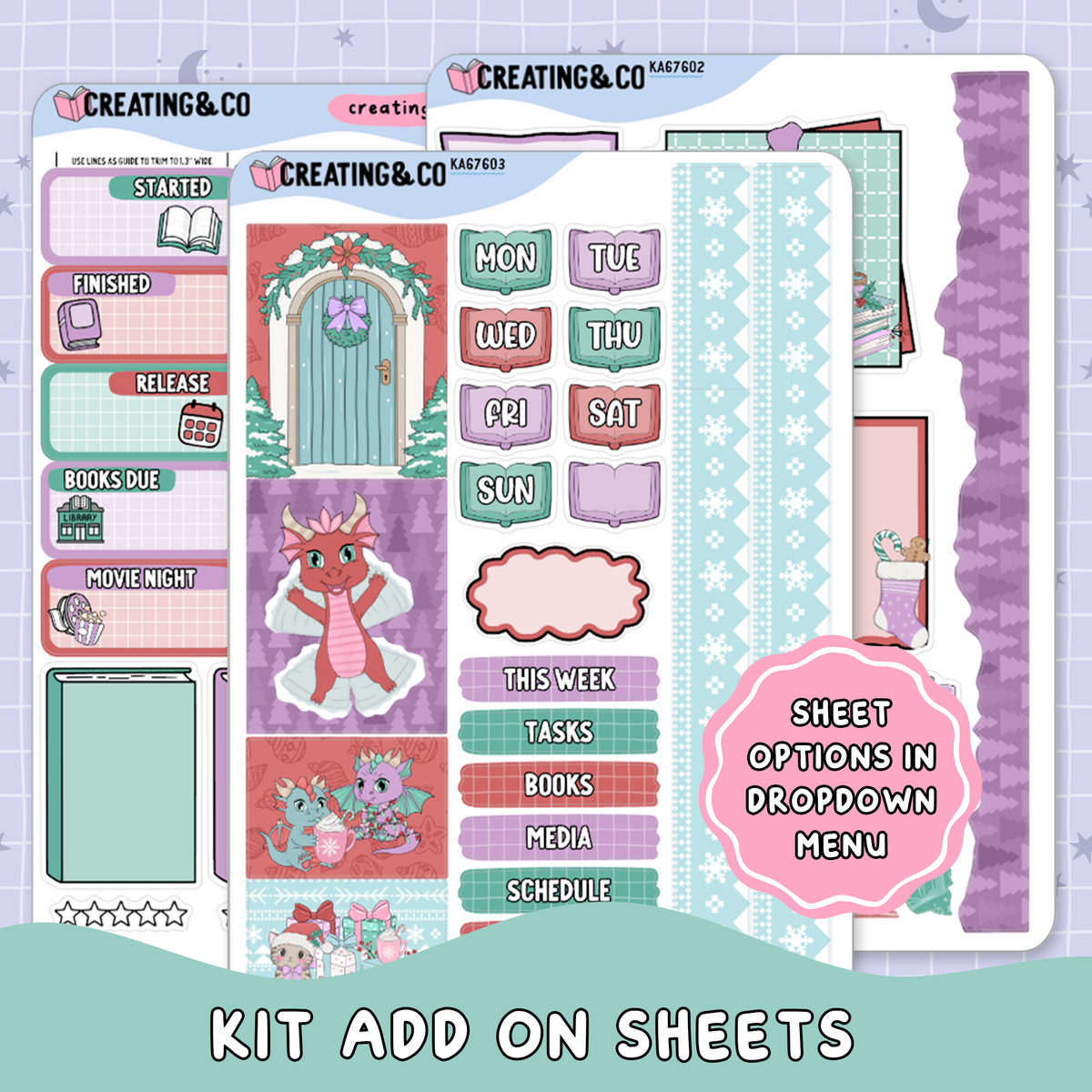 Snowflakes + Scales Weekly Kit Add On Planner Sticker Sheets - KA676