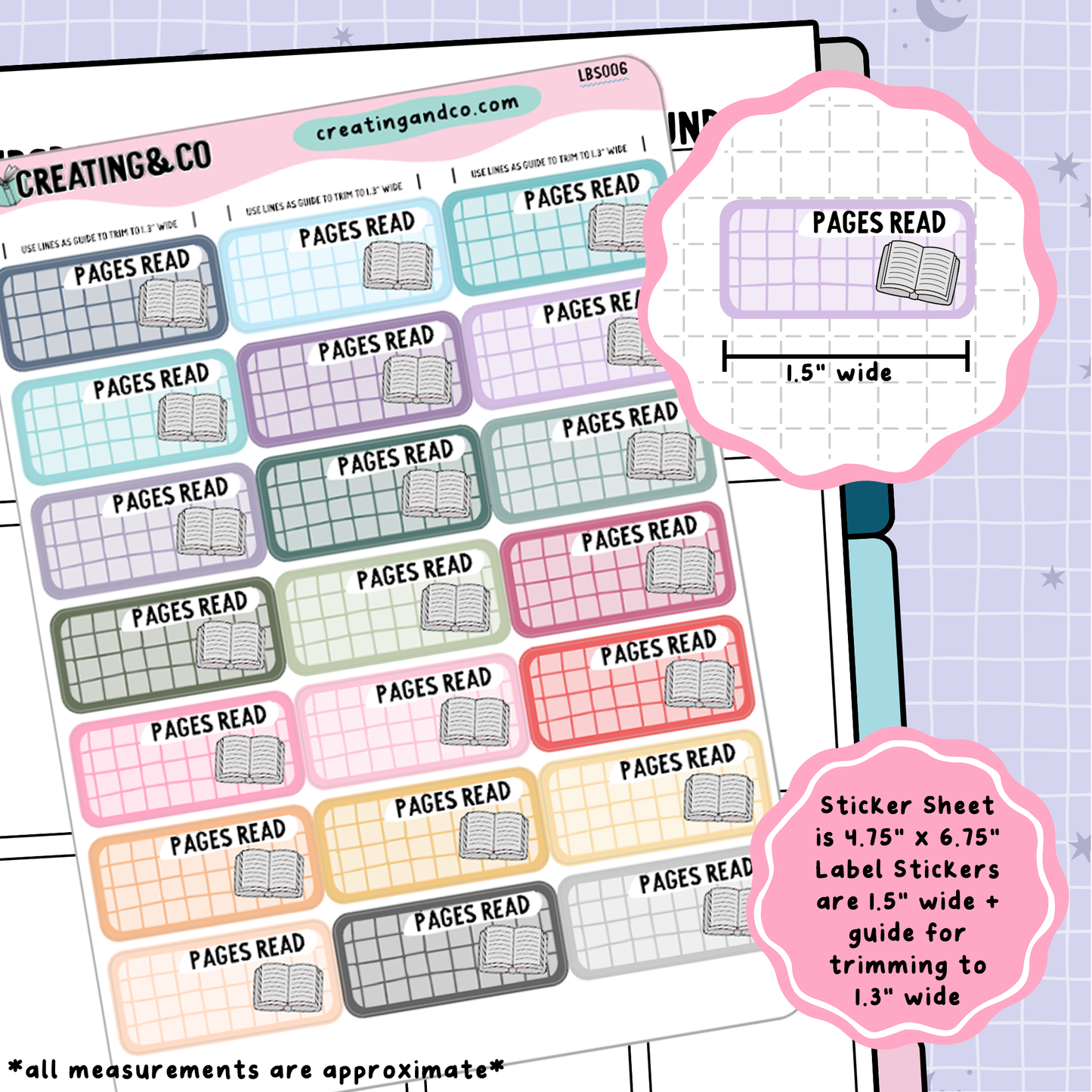 Pages Read Label Functional Sticker Sheet - LBS006
