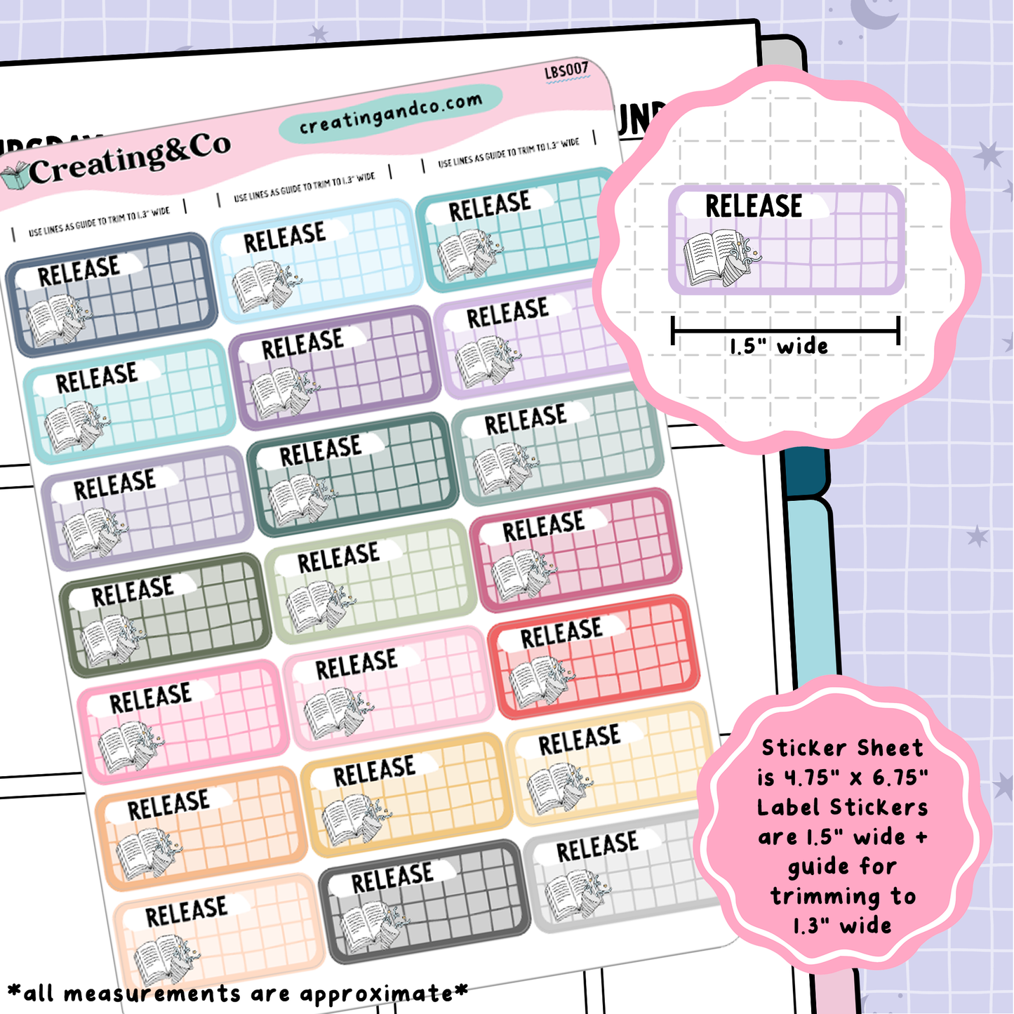 Book Release Label Functional Sticker Sheet - LBS007