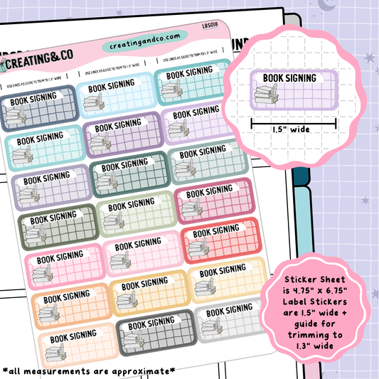 Book Signing Label Functional Sticker Sheet - LBS018