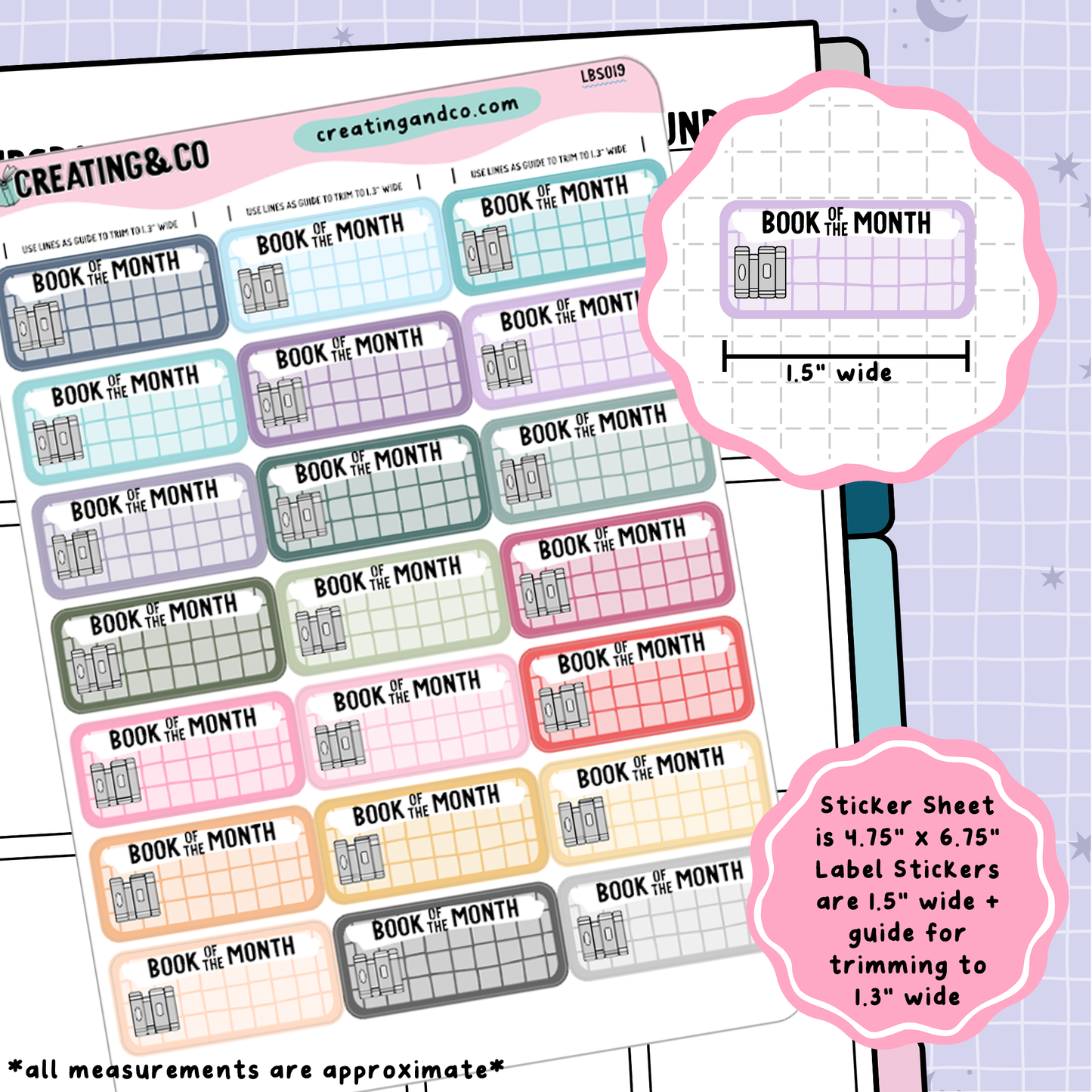 Book of the Month Label Functional Sticker Sheet - LBS019