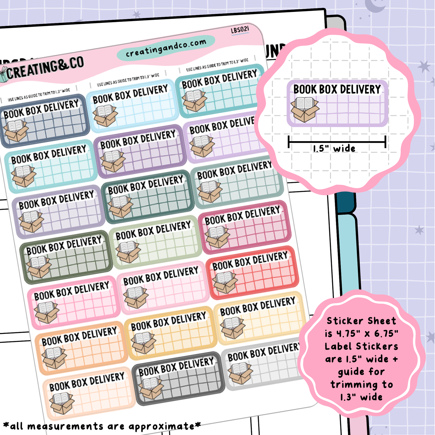 Book Box Delivery Label Functional Sticker Sheet - LBS021