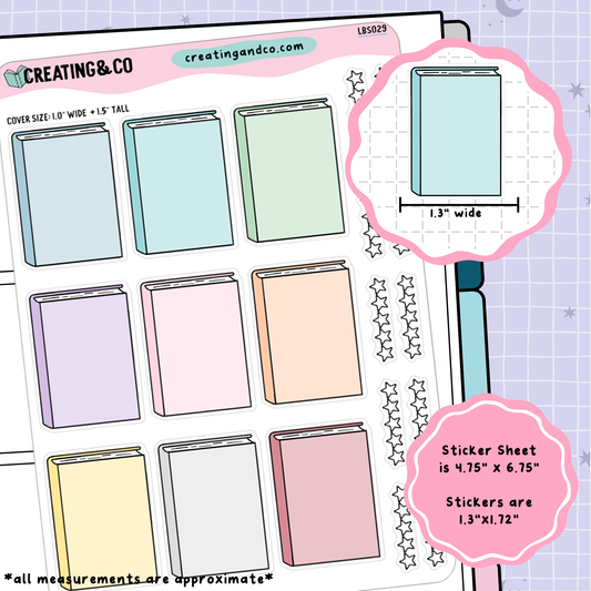 Large Book Cover Label Functional Sticker Sheet - LBS029