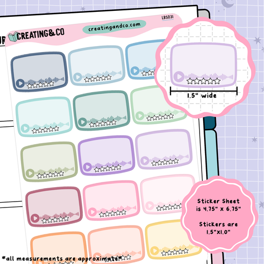 Audiobook or Podcast Label Functional Sticker Sheet - LBS031