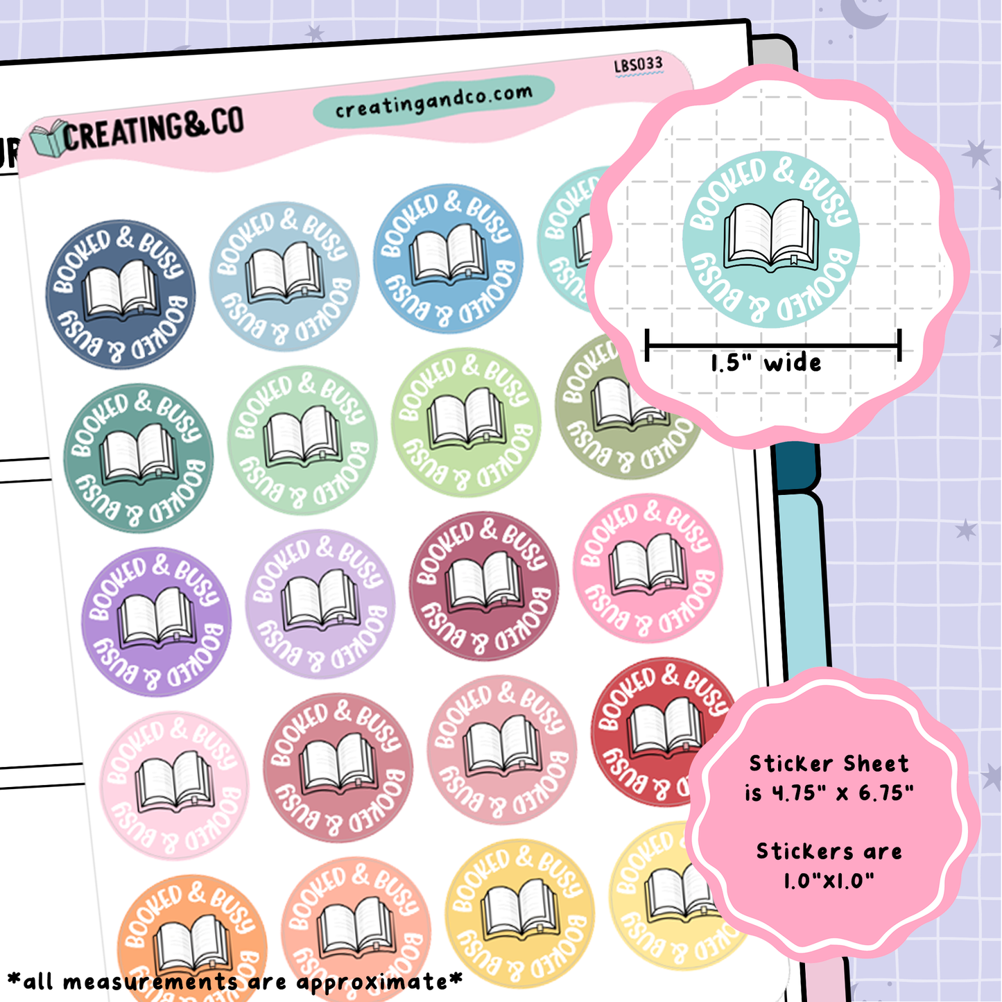 Booked & Busy Functional Sticker Sheet - LBS033
