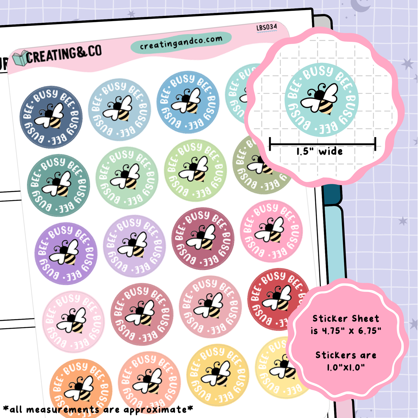 Busy Bee Functional Sticker Sheet - LBS034
