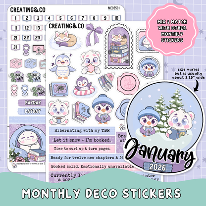 Arctic Reads January Decorative & Functional Planner Sticker Kit  - ME/MD055