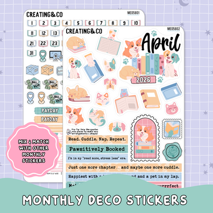 Paws & Pages April Decorative & Functional Planner Sticker Kit  - ME058