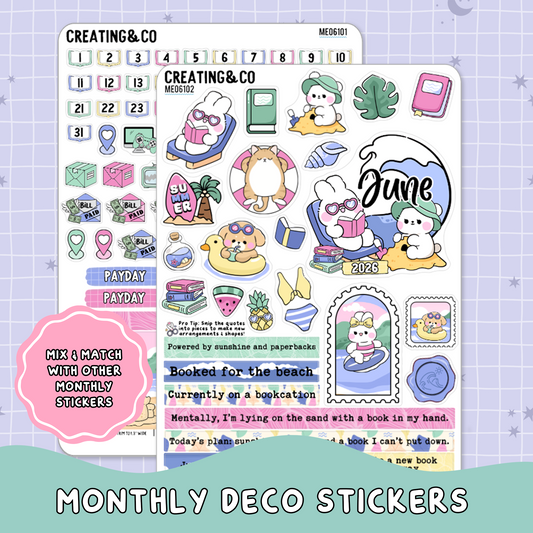 Books & Beach June Decorative & Functional Planner Sticker Kit  - ME061
