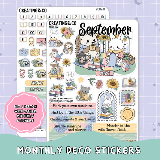 Cozy Patchwork September Decorative & Functional Planner Sticker Kit  - ME064