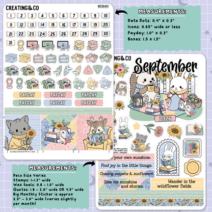 Cozy Patchwork September Decorative & Functional Planner Sticker Kit  - ME064