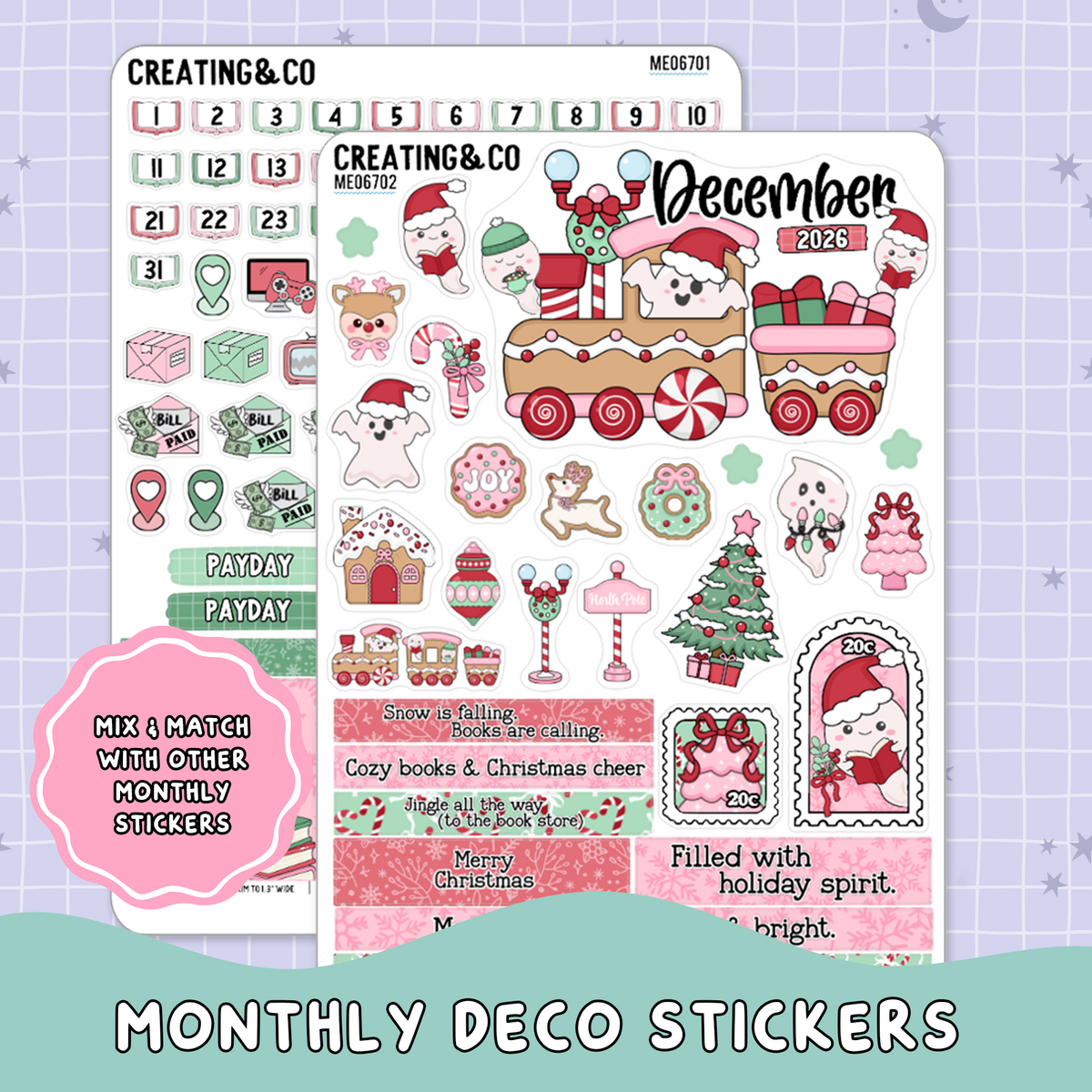 Holiday Spirit December Decorative & Functional Planner Sticker Kit  - ME067