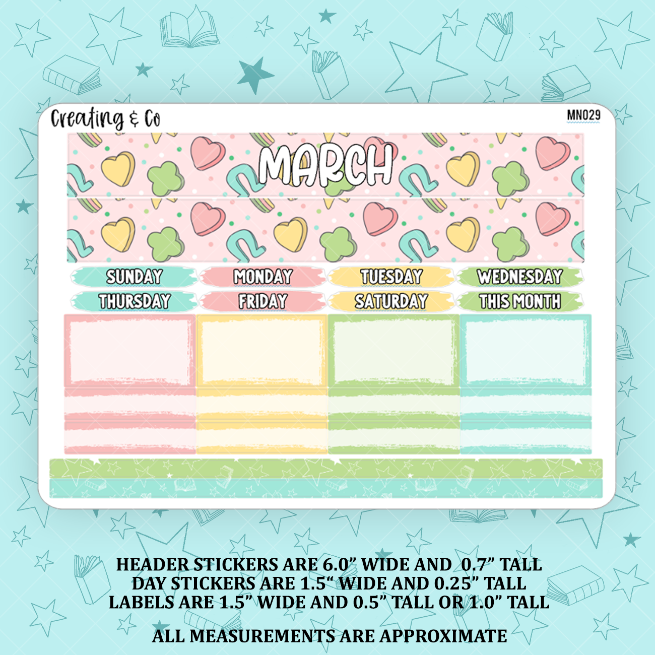 March Monthly Kit for Large Planners (1.5" wide columns) - MN029