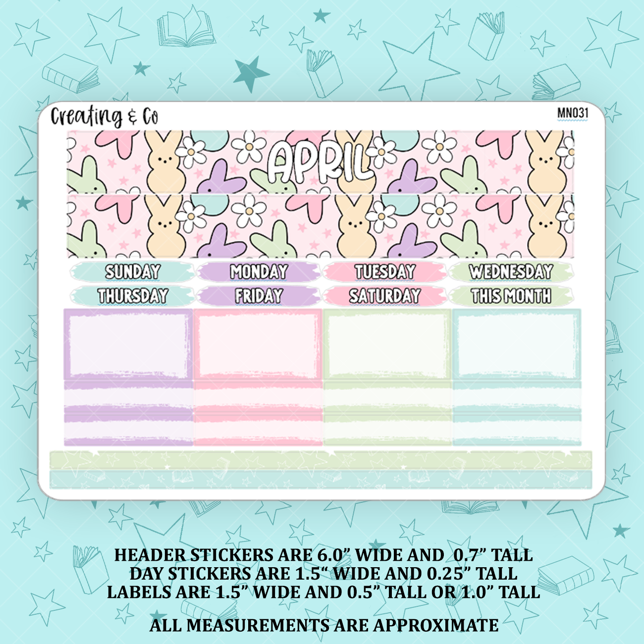 April Monthly Kit for Large Planners (1.5" wide columns) - MN031