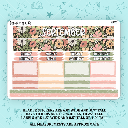 September Monthly Kit for Large Planners (1.5" wide columns) - MN037