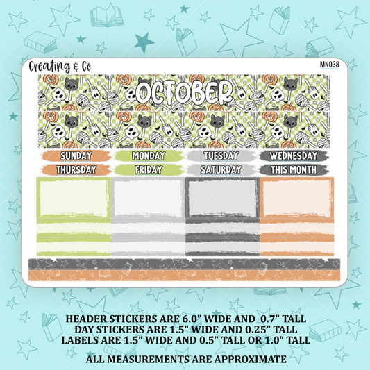 October Monthly Kit for Large Planners (1.5" wide columns) - MN038