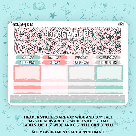 December Monthly Kit for Large Planners (1.5" wide columns) - MN041