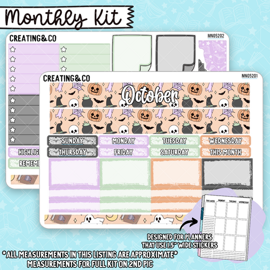 October Monthly Kit for Large Planners (1.5" wide columns) - MN052