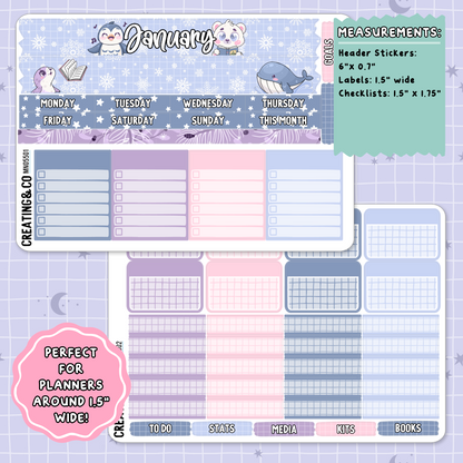 Arctic Reads January Monthly Planner Sticker Kit  - MN/HBM/MS055