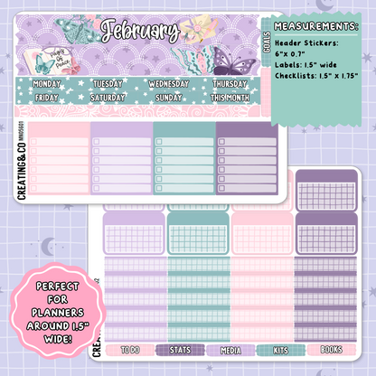 Butterfly Pages February Monthly Planner Sticker Kit  - MN/HBM/MS056