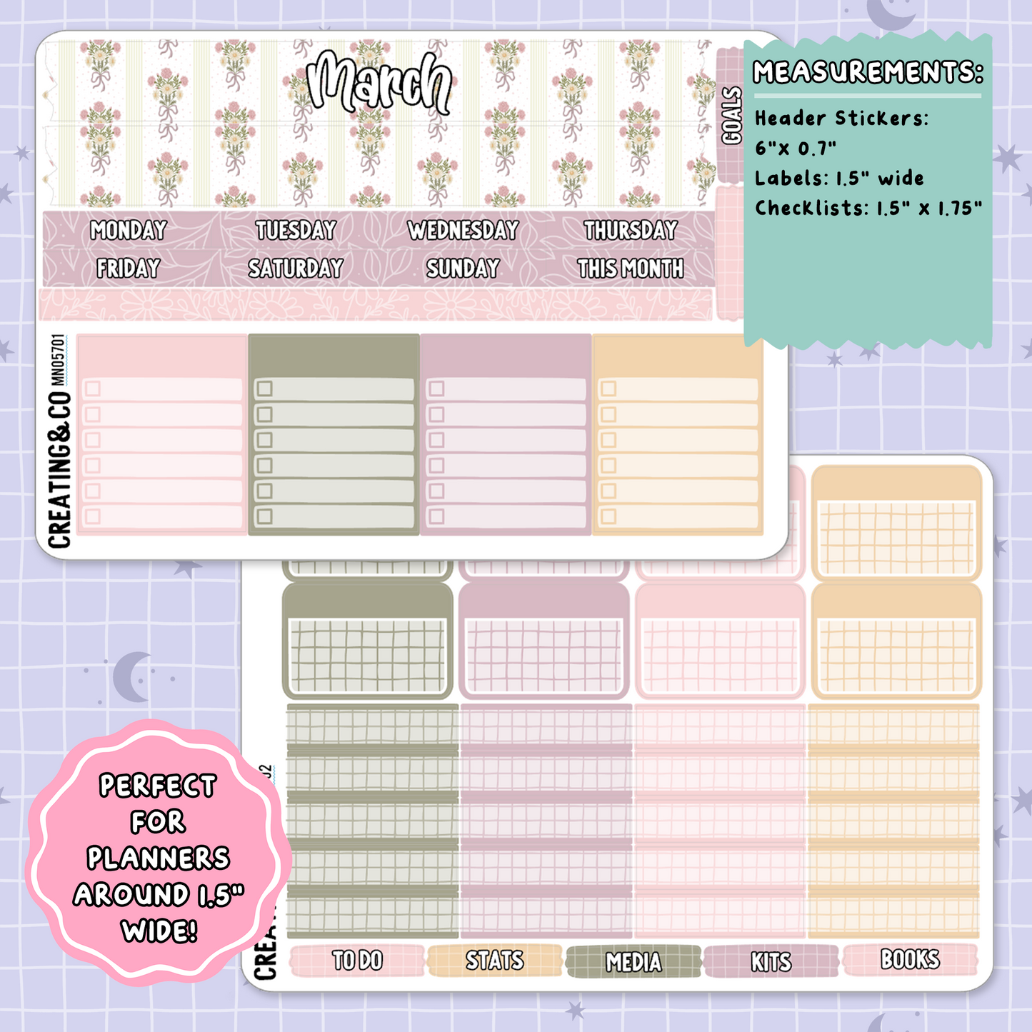 Cozy Spring Cottage March Monthly Planner Sticker Kit  - MN/HBM/MS057
