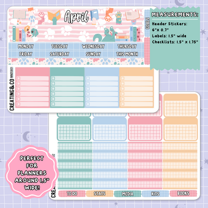 Paws & Pages April Monthly Planner Sticker Kit  - MN/HBM/MS058
