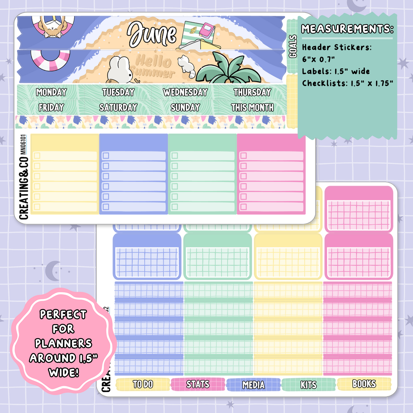 Books & Beach June Monthly Planner Sticker Kit  - MN/HBM/MS061