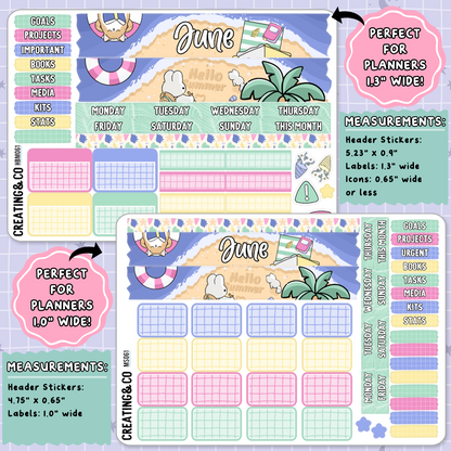 Books & Beach June Monthly Planner Sticker Kit  - MN/HBM/MS061