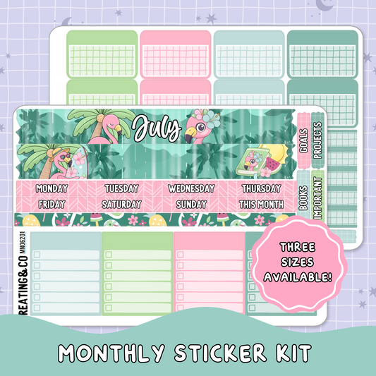 Summer Rain July Monthly Planner Sticker Kit  - MN/HBM/MS062