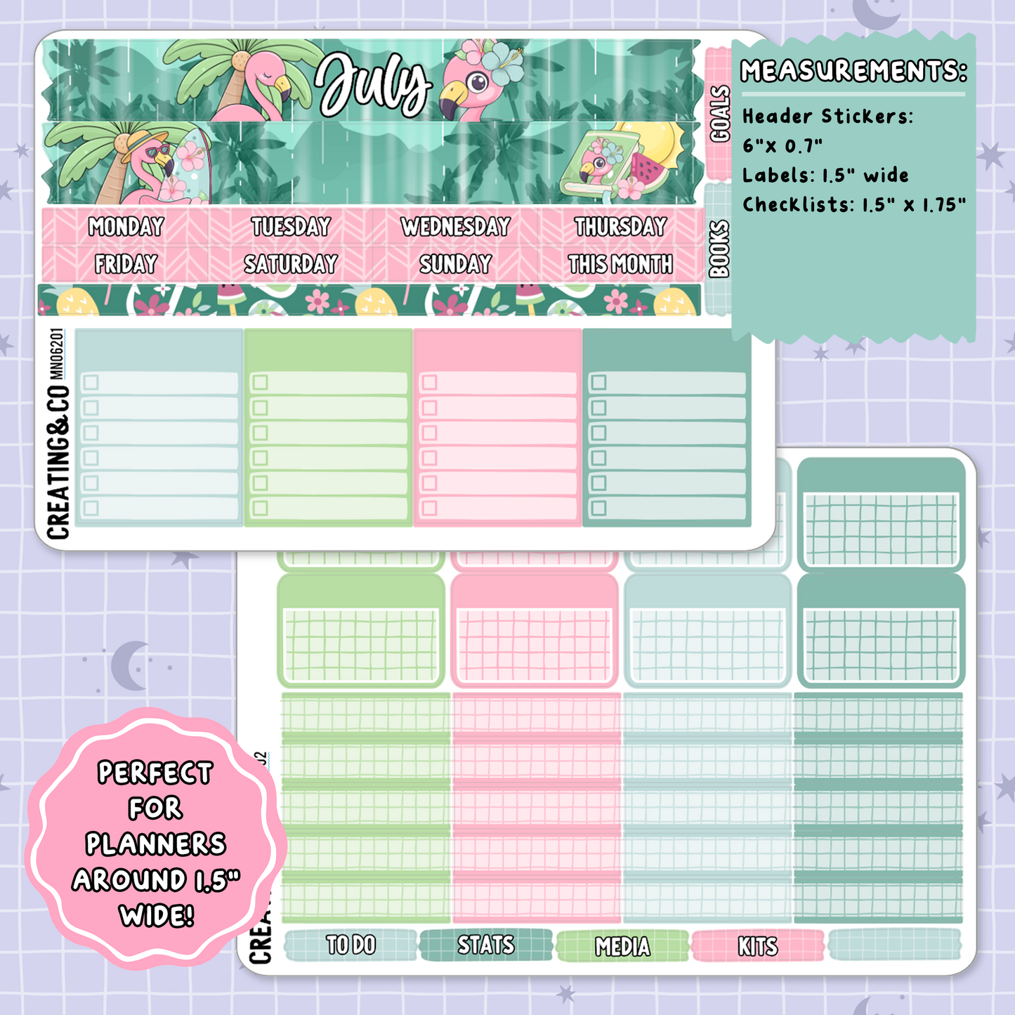 Summer Rain July Monthly Planner Sticker Kit  - MN/HBM/MS062