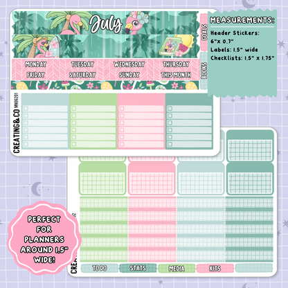 Summer Rain July Monthly Planner Sticker Kit  - MN/HBM/MS062