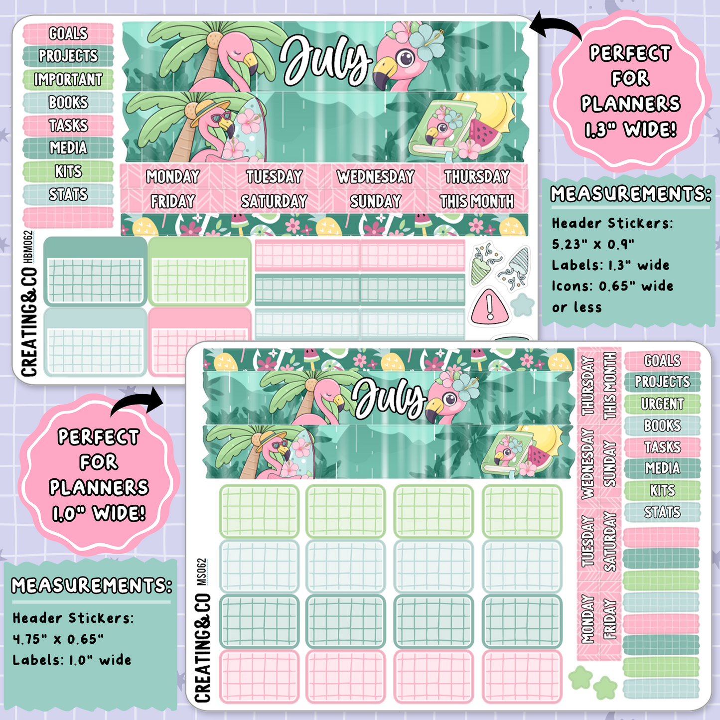 Summer Rain July Monthly Planner Sticker Kit  - MN/HBM/MS062