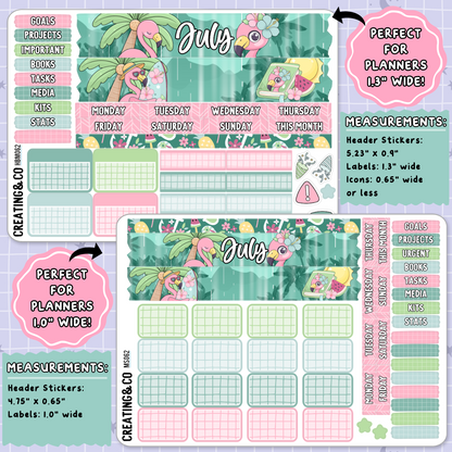Summer Rain July Monthly Planner Sticker Kit  - MN/HBM/MS062