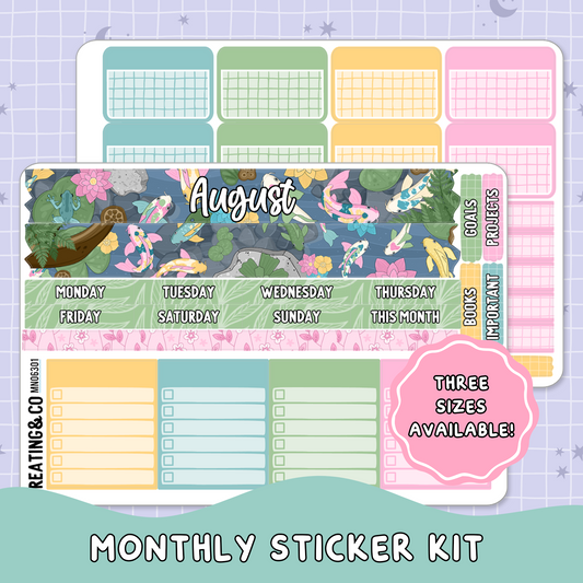Tranquil Pond August Monthly Planner Sticker Kit  - MN/HBM/MS063