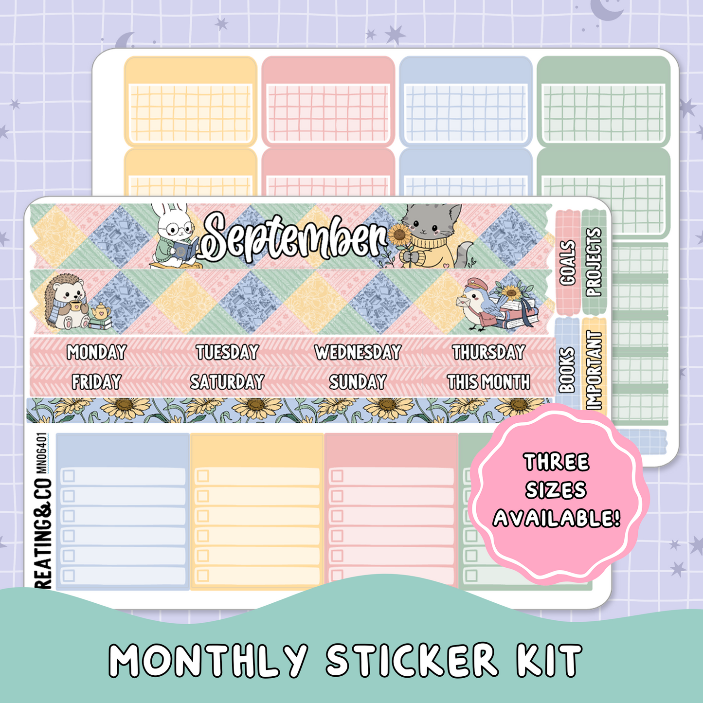 Cozy Patchwork September Monthly Planner Sticker Kit  - MN/HBM/MS064