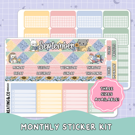 Cozy Patchwork September Monthly Planner Sticker Kit  - MN/HBM/MS064