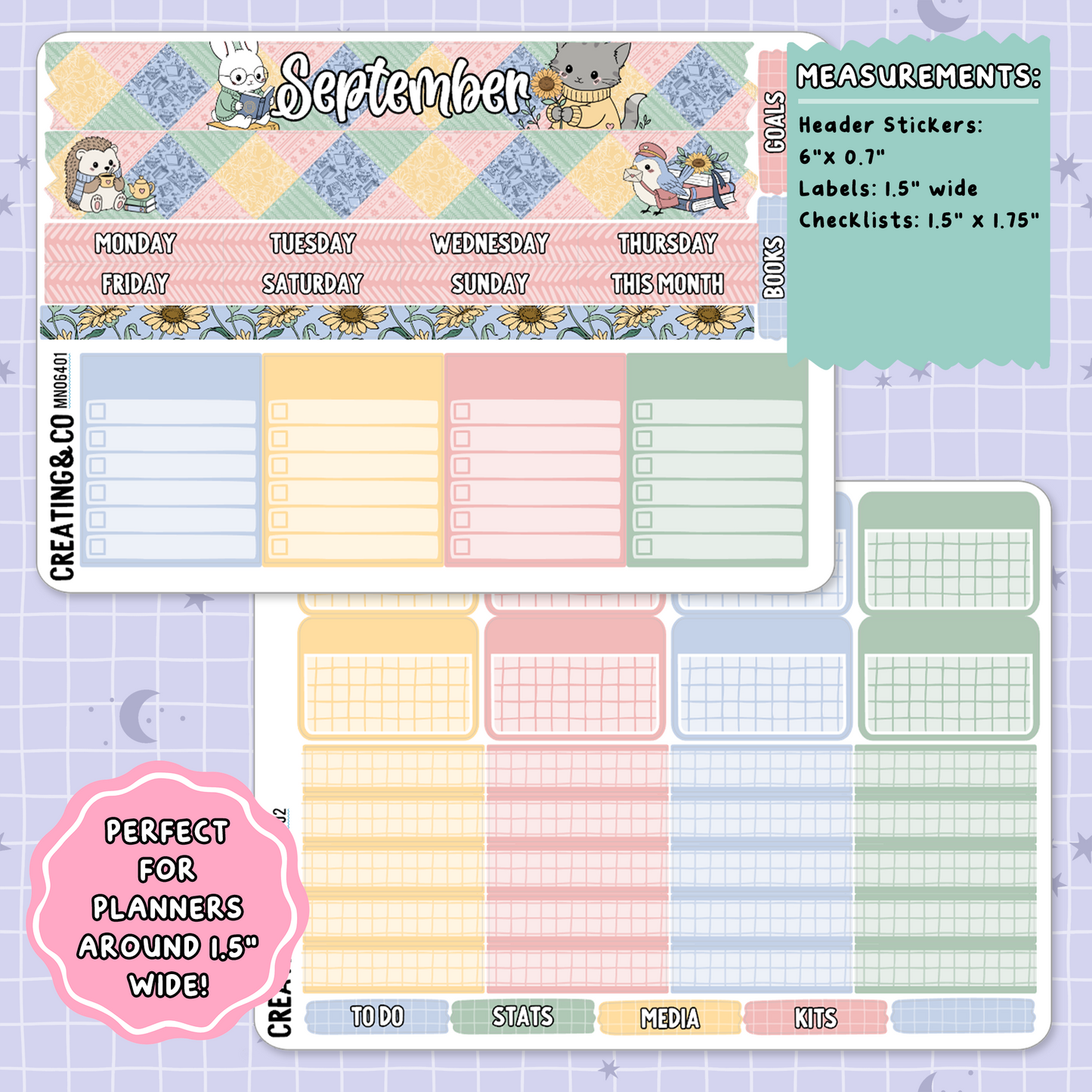 Cozy Patchwork September Monthly Planner Sticker Kit  - MN/HBM/MS064