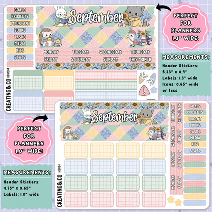 Cozy Patchwork September Monthly Planner Sticker Kit  - MN/HBM/MS064