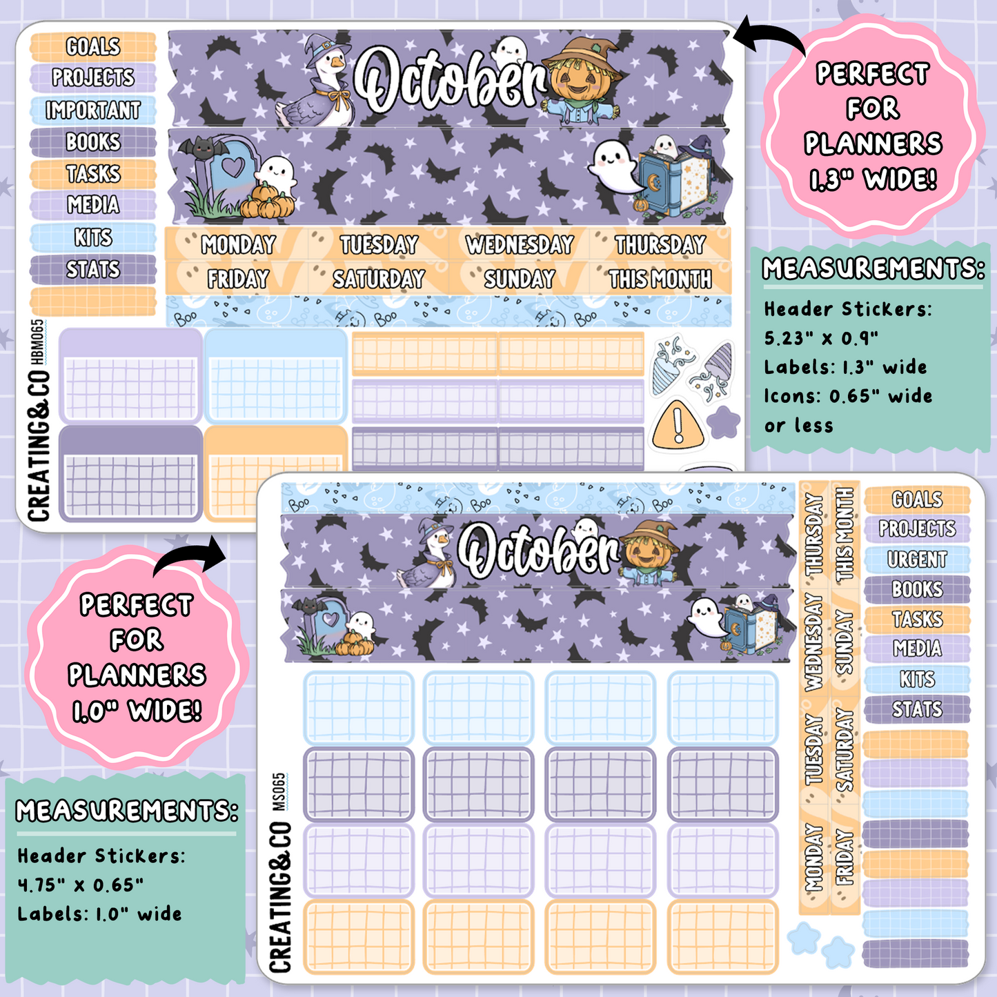 Stay Spooky October Monthly Planner Sticker Kit  - MN/HBM/MS065
