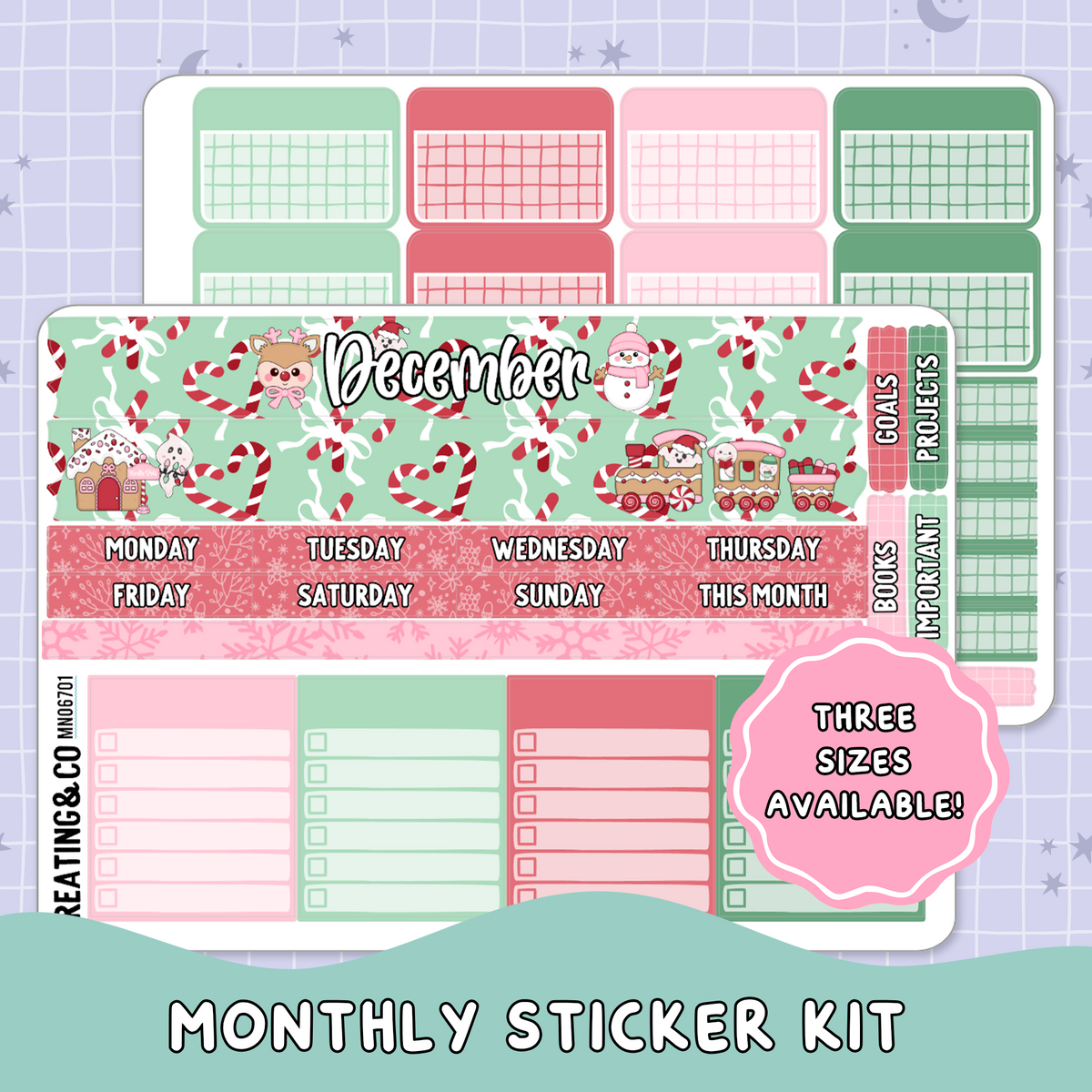 Holiday Spirit December Monthly Planner Sticker Kit  - MN/HBM/MS067