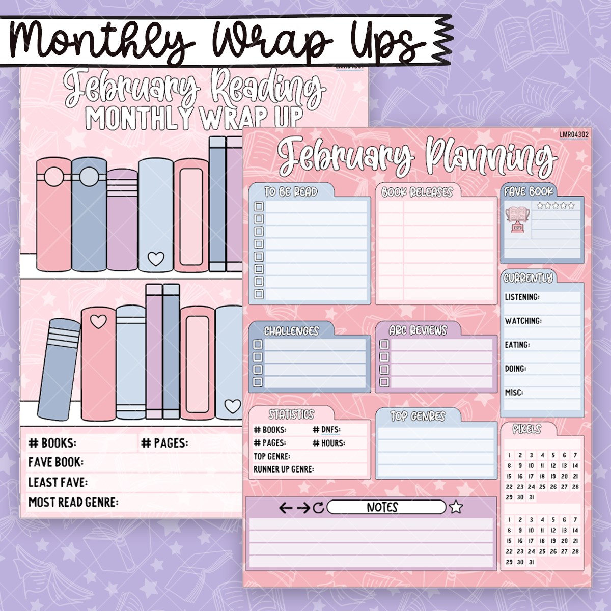 February Reading Wrap Up Sticker Dashboard - MR043