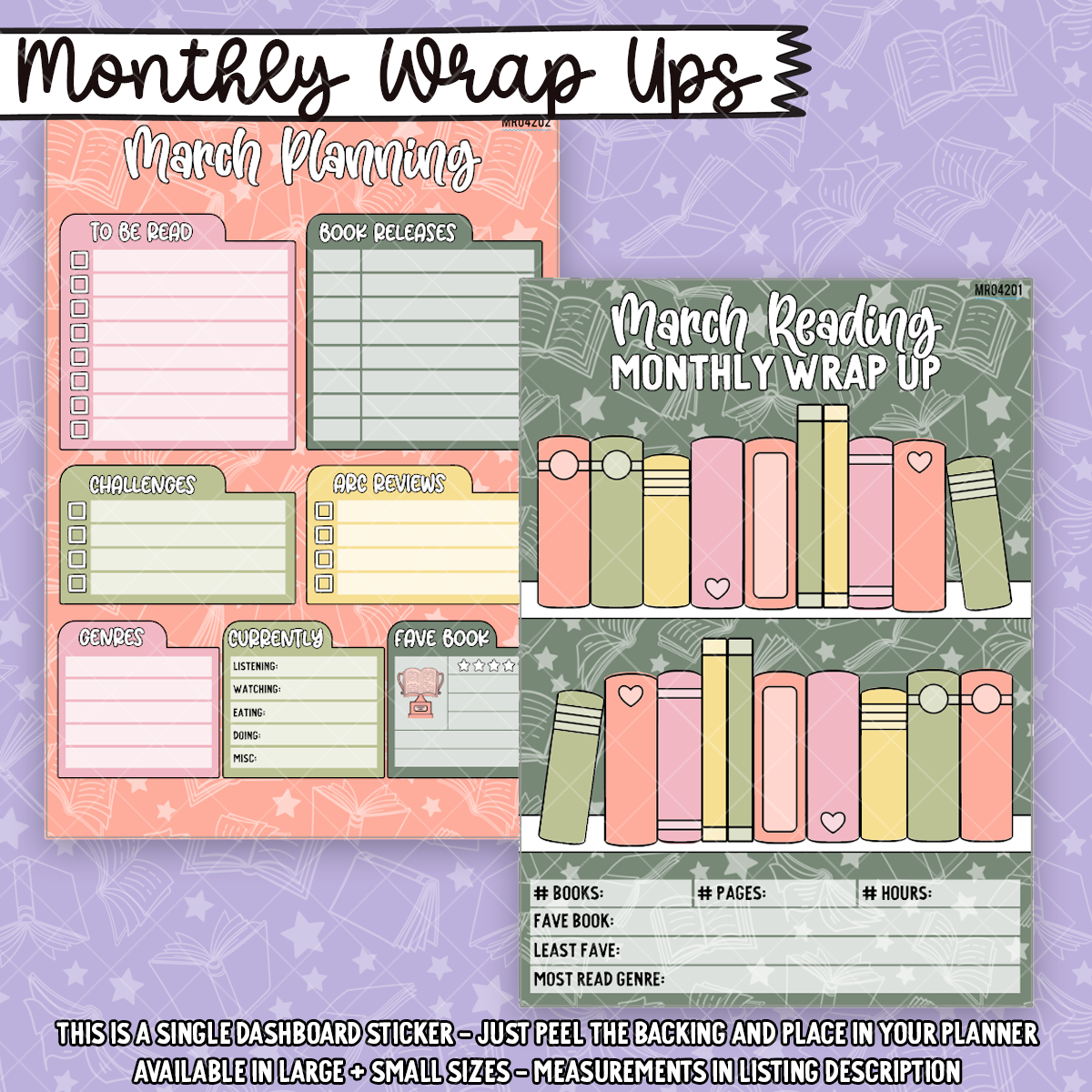 March Monthly Wrap Up & Notes Dashboard Stickers - xMR044